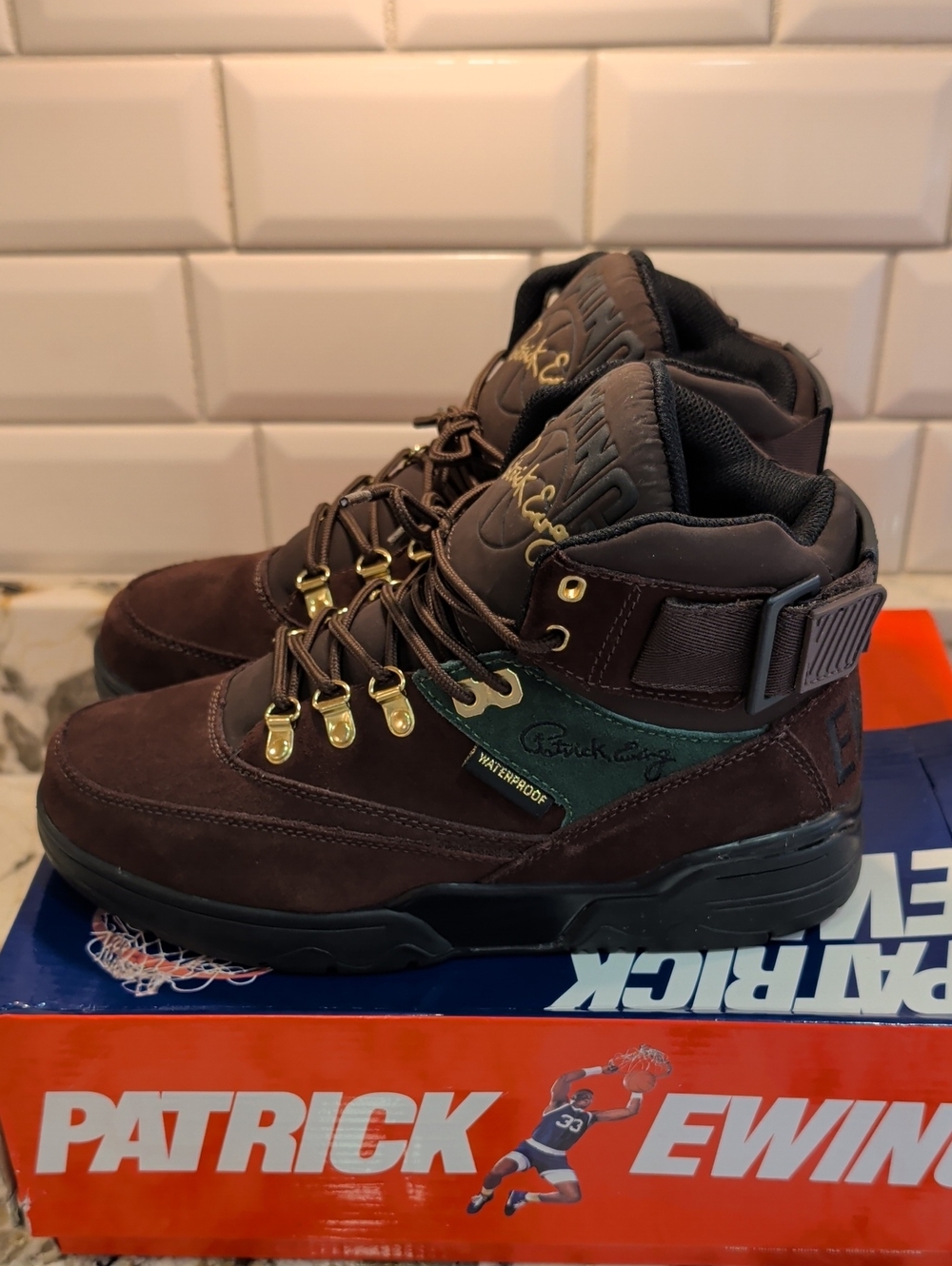 Rare Patrick Ewing 33 Hi Winter Mens Brown Basketball Sneakers Kicks Size 8.5 - Picture 3 of 11